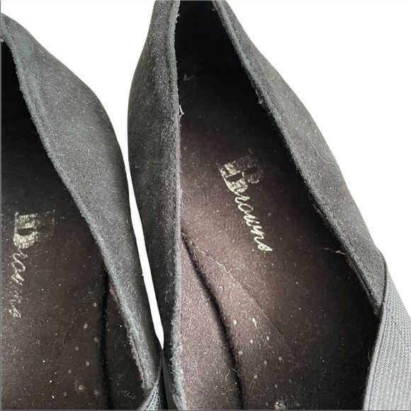 BROWNS Black Suede Slip On Wedge Shoes With Elastic 7.5 - Picture 9 of 10